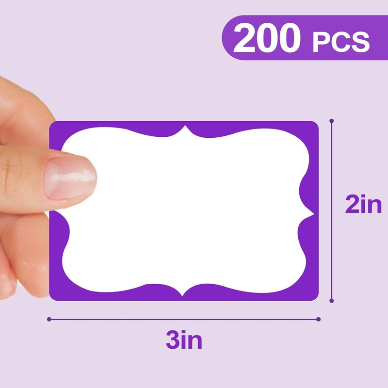 labelon Purple Name Tags,2"x 3" Name Tag Stickers with Purple Border 200 Pcs Adhesive Name Tags Sticker Name Badges Labels for School, Office, Home, Party, Conferences - Image 2